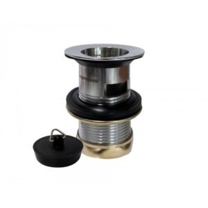 DESAGUE METALICO LAVATORIOS 1 1/4″ CON REBALSE CON COLA Y TAPON HOFFENS