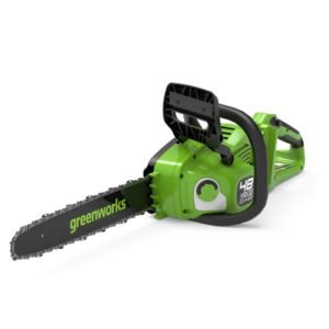 MOTOSIERRA A LITIO GREENWORKS 16″, INCLUYE KIT CON 2 BATERIAS  1 CARGADOR DOBLE